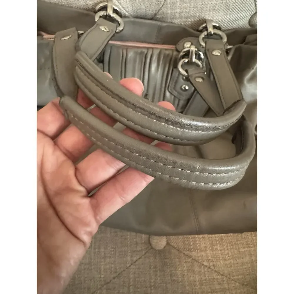 Coach Vintage Ashley Gray Leather Ruched Shoulder Bag